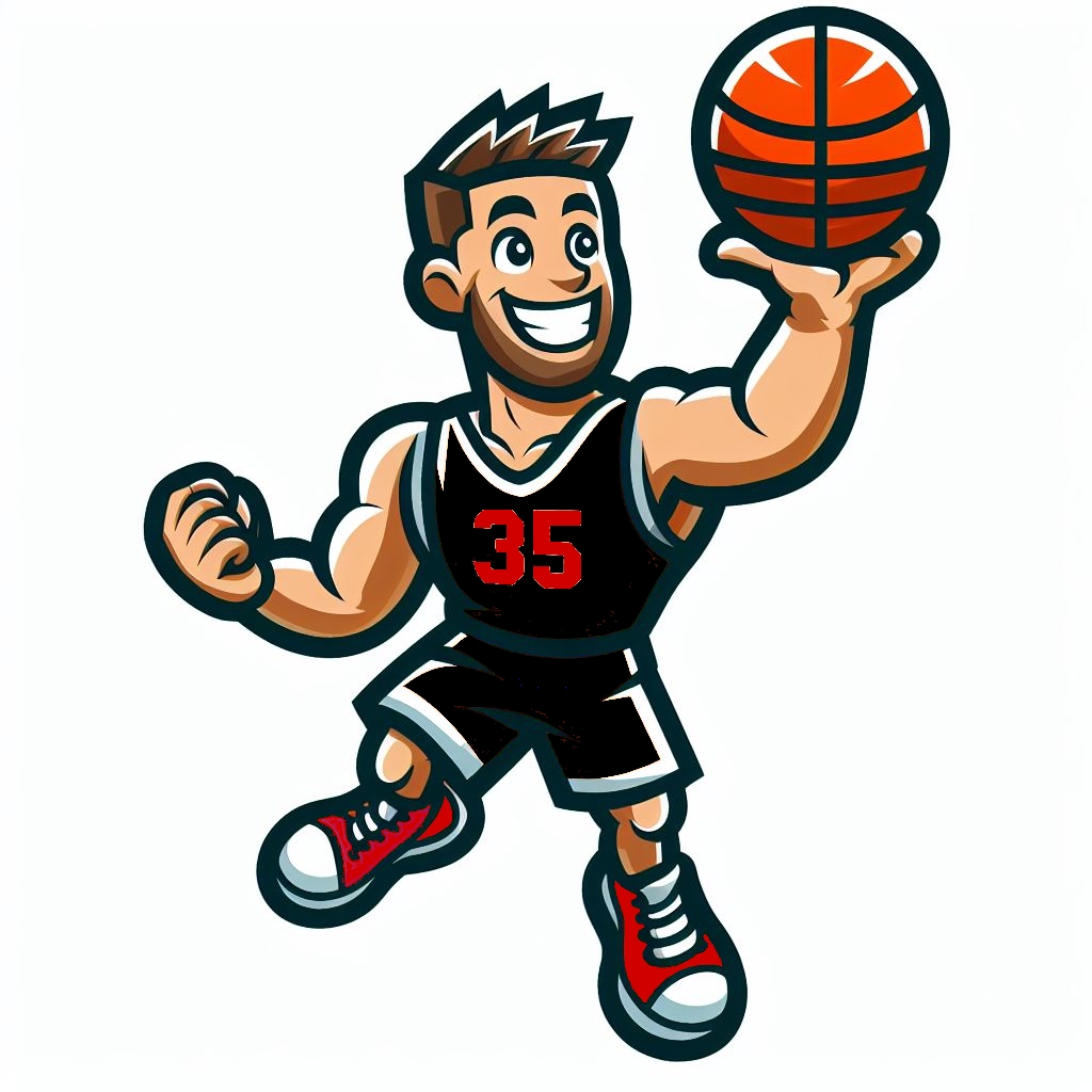 Cartoon Basketball Player Black Logo